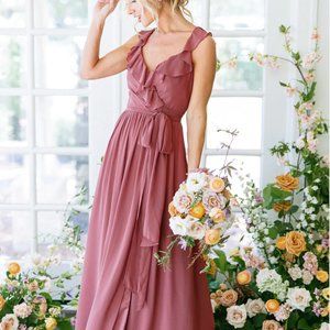 Revelry Bridesmaid Dress - Valerie Chiffon Faux Wrap Dress